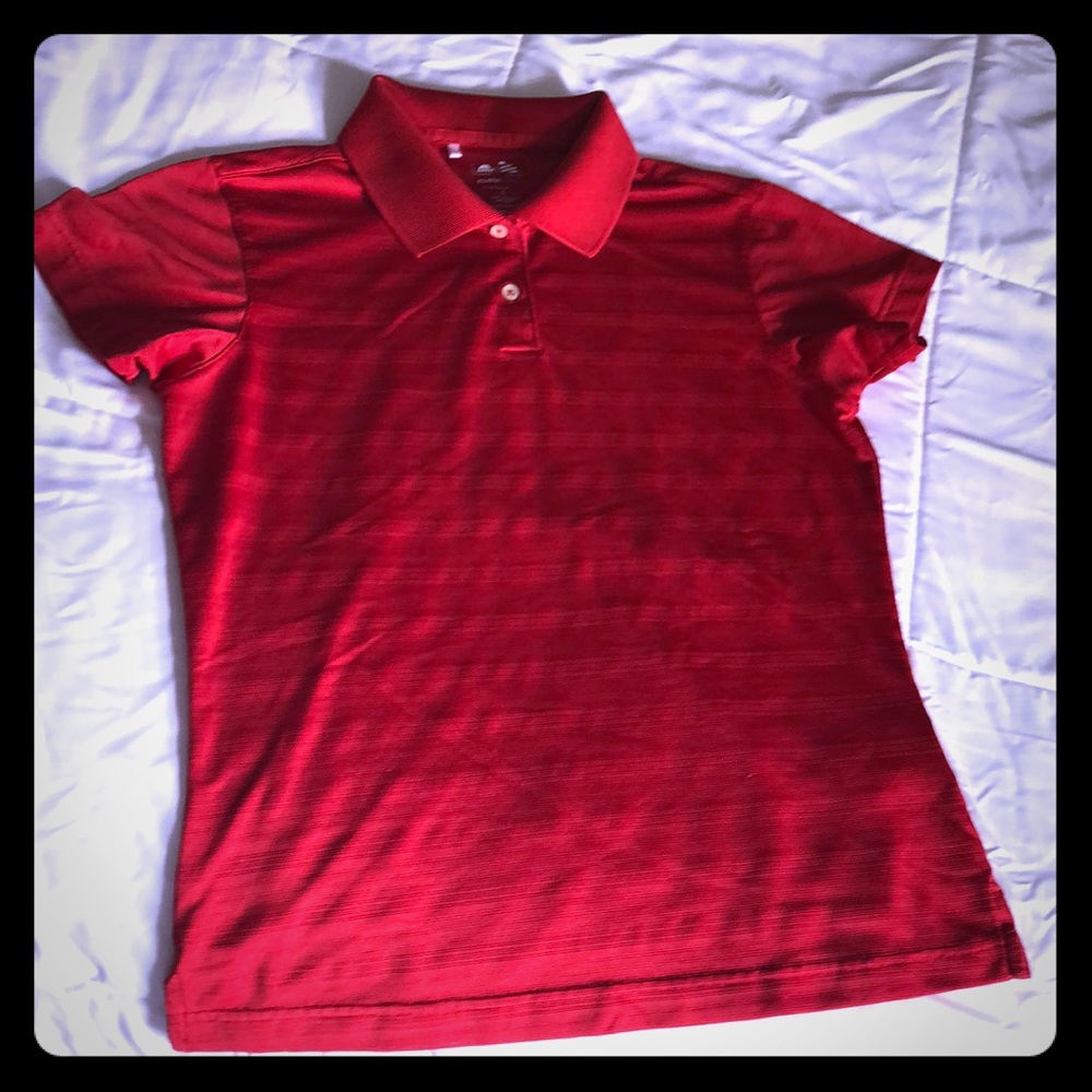 Red Adidas Climacool golf shirt